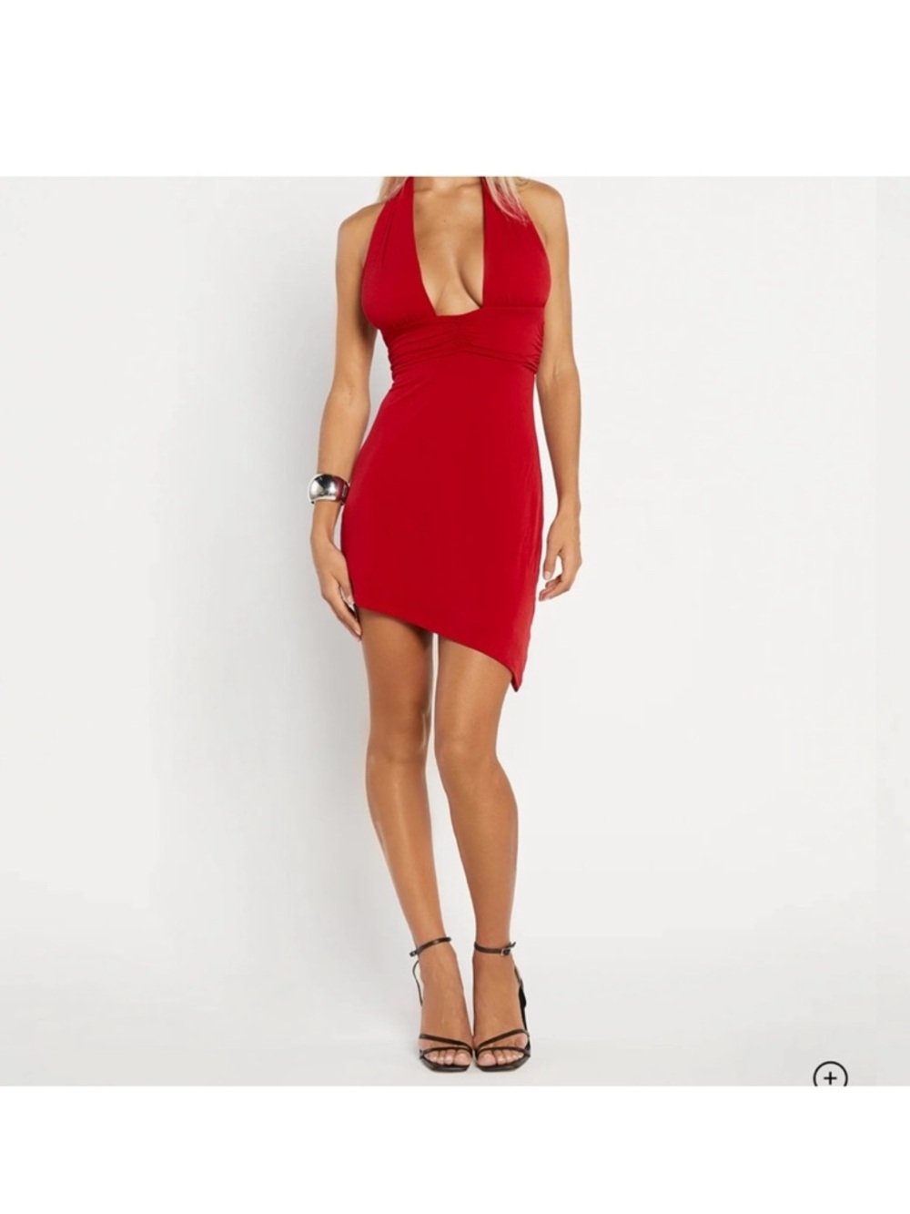Red Halter Asymmetrical Mini Dress